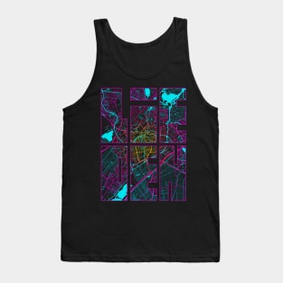 Leiden, Netherlands City Map Typography - Neon Tank Top